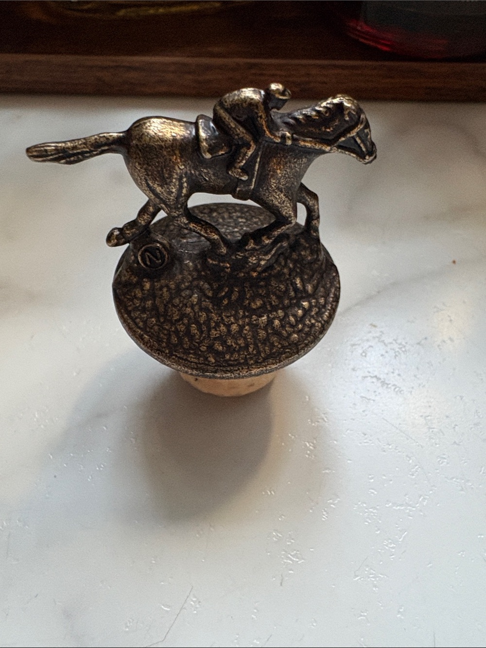 Blanton’s letter N Bronze-Tone Racing Horse Bottle Stopper - Home Accents